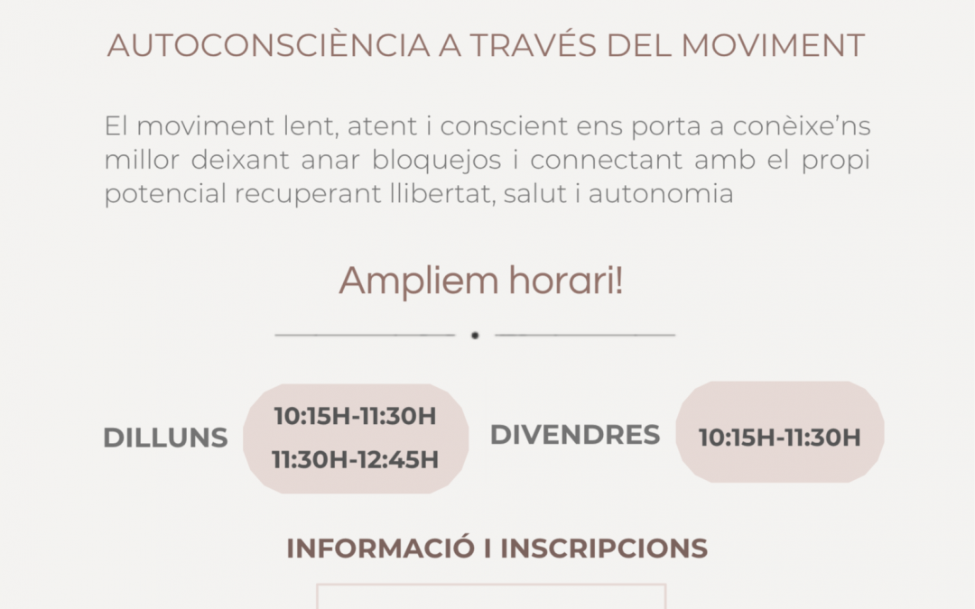 Clases de Feldenkrais. Nuevos horarios